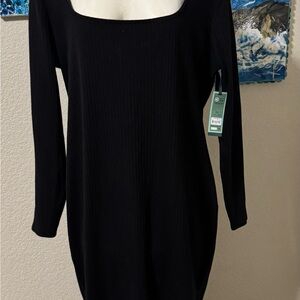 Terra & Sky Elegant Black Long Sleeve Dress